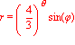 r = (4/3)^theta*sin(phi)